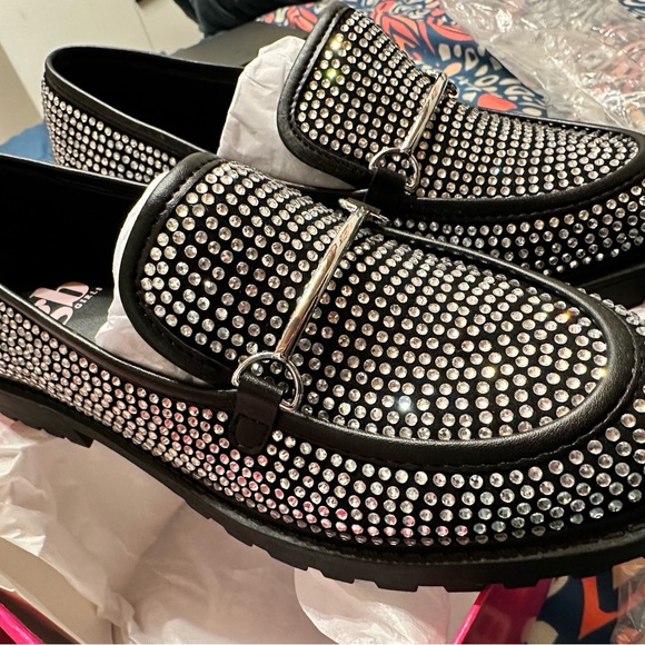 Girls' Teigan-Girl Rhinestone Embellished Lug Sole Loafers (Youth) - Picture 3 of 4